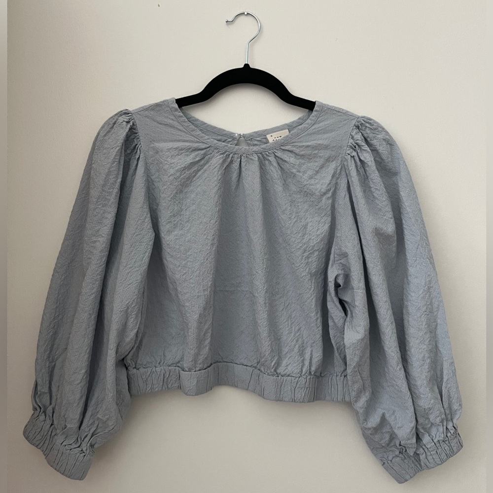 A New Day Light Blue Puff Sleeve Blouse